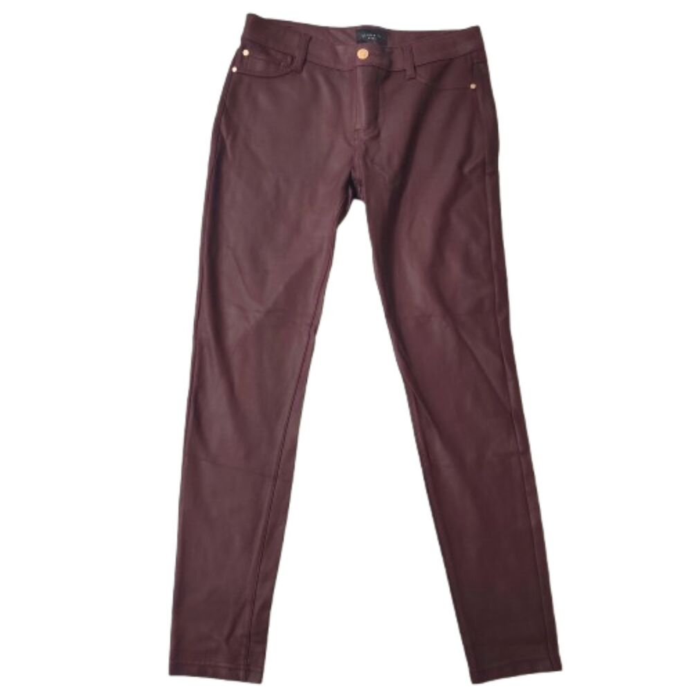 Celebrity Pink Womens 7/28 Burnt Red Coated Faux Leather Skinny Pants